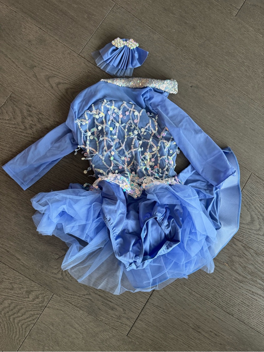 Weissman Blue Sequin Tulle Kids Costume Dress with Headband